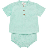 COPENHAGEN COLORS Sharp Green W Cream Stripe Seersucker Baby Sæt