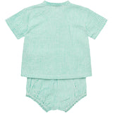 COPENHAGEN COLORS Sharp Green W Cream Stripe Seersucker Baby Sæt