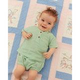 COPENHAGEN COLORS Sharp Green W Cream Stripe Seersucker Baby Sæt