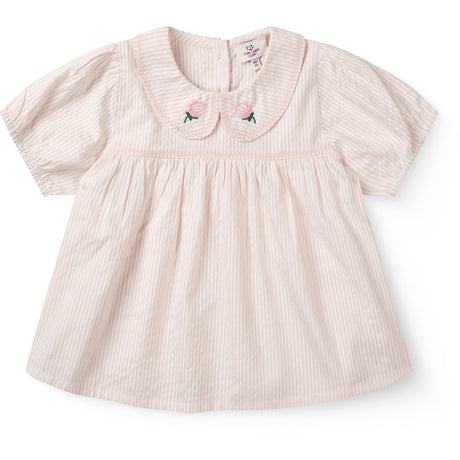 COPENHAGEN COLORS Dusty Rose W Cream Stripe Seersucker Bluse W. Krave