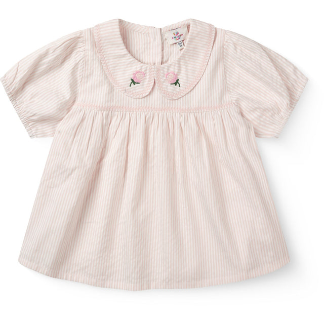 COPENHAGEN COLORS Dusty Rose W Cream Stripe Seersucker Bluse W. Krave