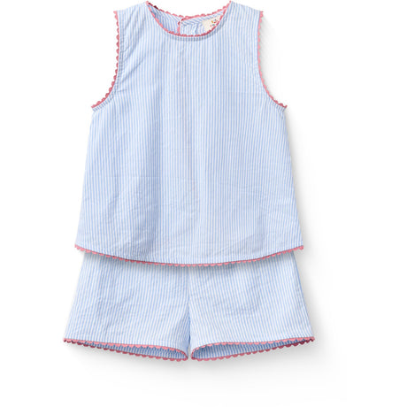 COPENHAGEN COLORS Sky Blue W Cream Stripe Seersucker Deco Sæt