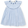 COPENHAGEN COLORS Sky Blue W Cream Stripe W Ocean Blue Seersucker Kjole W. Heart