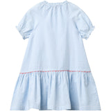 COPENHAGEN COLORS Sky Blue W Cream Stripe Seersucker Kjole W. Pockets