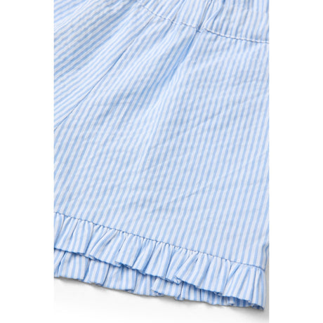 COPENHAGEN COLORS Sky Blue W Cream Stripe Seersucker Girly Shorts