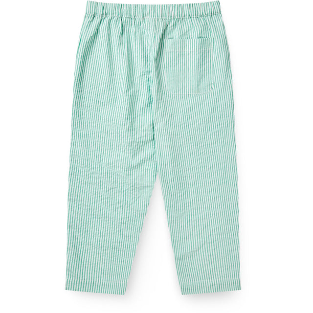 COPENHAGEN COLORS Sharp Green W Cream Stripe Seersucker Bukser