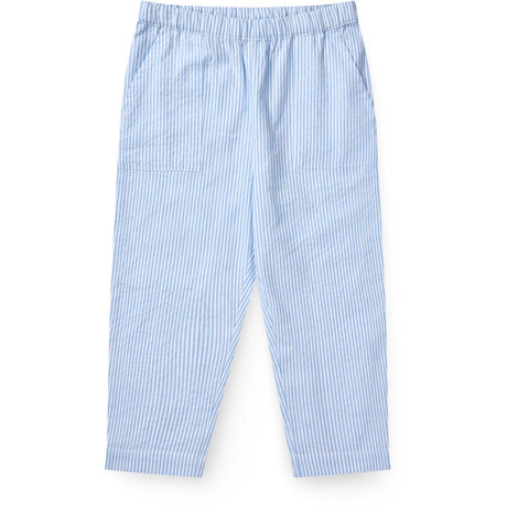 COPENHAGEN COLORS Sky Blue W Cream Stripe Seersucker Bukser