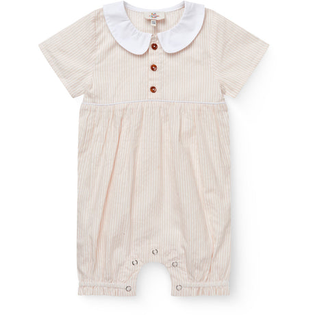 COPENHAGEN COLORS Dusty Rose W Cream Stripe Seersucker Romper W. Krave
