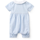 COPENHAGEN COLORS Sky Blue W Cream Stripe Seersucker Romper W. Krave