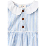 COPENHAGEN COLORS Sky Blue W Cream Stripe Seersucker Romper W. Krave