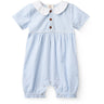 COPENHAGEN COLORS Sky Blue W Cream Stripe Seersucker Romper W. Krave