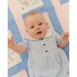 COPENHAGEN COLORS Sky Blue W Cream Stripe Seersucker Romper W. Krave