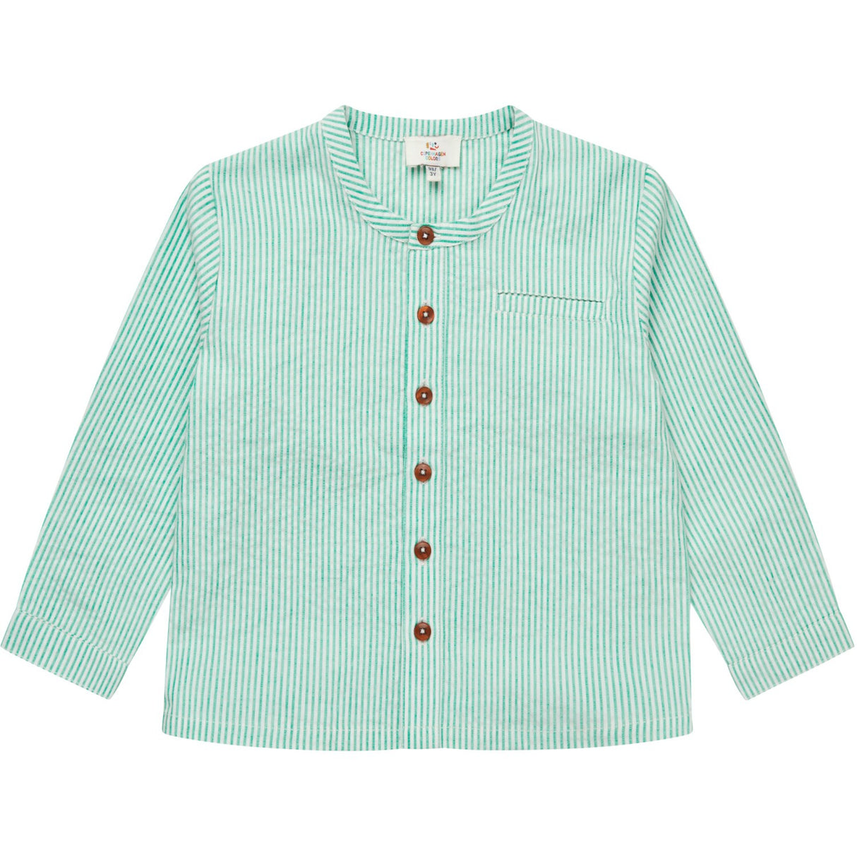 COPENHAGEN COLORS Sharp Green W Cream Stripe Seersucker Skjorte W. Placket