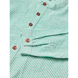 COPENHAGEN COLORS Sharp Green W Cream Stripe Seersucker Skjorte W. Placket