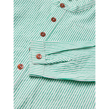 COPENHAGEN COLORS Sharp Green W Cream Stripe Seersucker Skjorte W. Placket