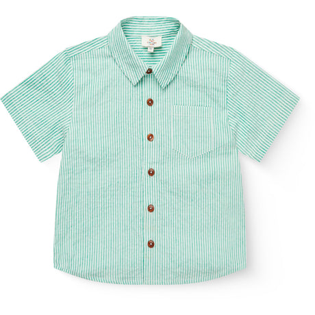 COPENHAGEN COLORS Sharp Green W Cream Stripe Seersucker Ss Skjorte