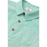 COPENHAGEN COLORS Sharp Green W Cream Stripe Seersucker Ss Skjorte