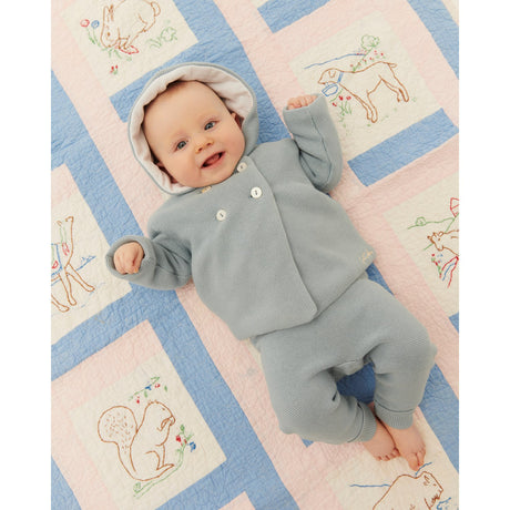 COPENHAGEN COLORS Dusty Blue W Cream Bomuld Baby Jakke W. Hætte