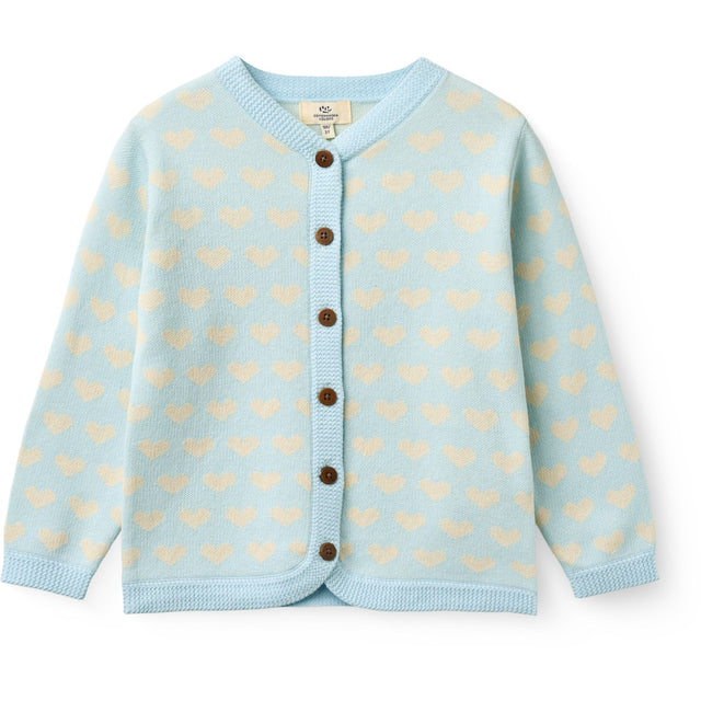 COPENHAGEN COLORS Ice Blue Comb Heart Cardigan W. Crochet Edge