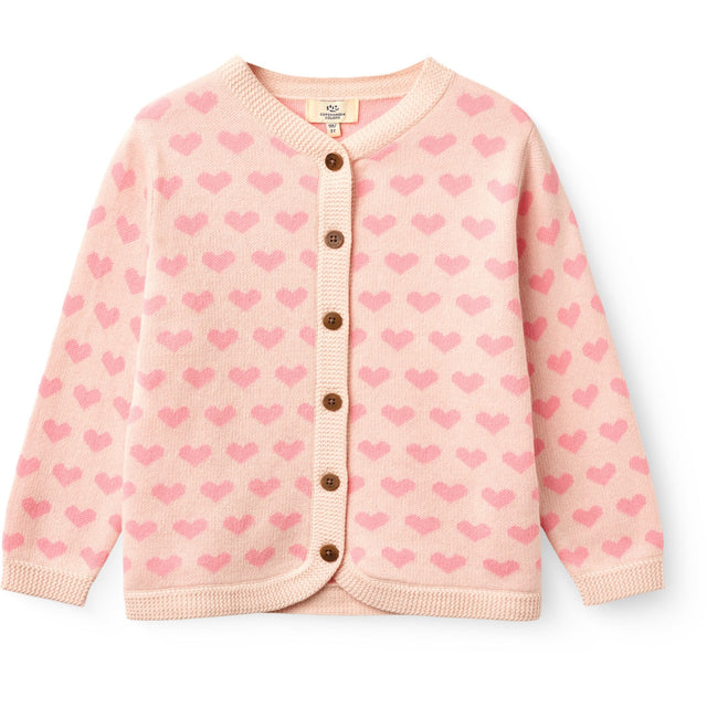 COPENHAGEN COLORS Pink Comb Heart Cardigan W. Crochet Edge