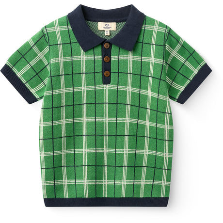 COPENHAGEN COLORS Green Comb. Strikket Checkered Polo
