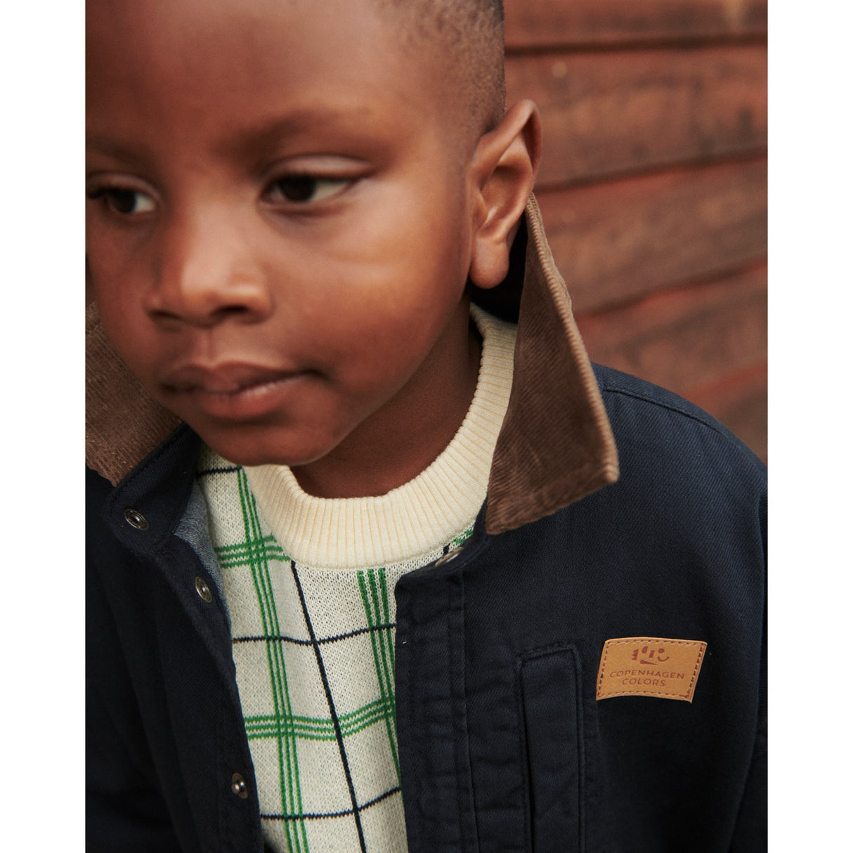 COPENHAGEN COLORS Green Comb. Strikket Jacquard Check Bluse