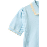 COPENHAGEN COLORS Ice Blue/Cream Comb. Strikket Peplum Bluse