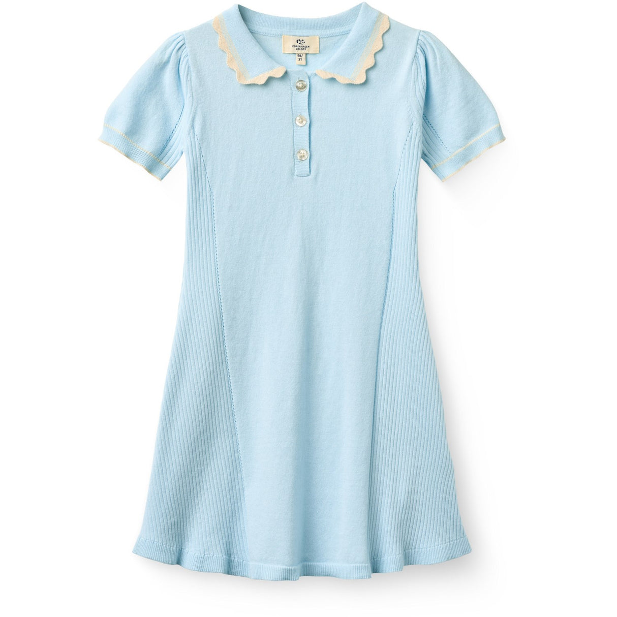 COPENHAGEN COLORS Ice Blue Comb Strikket Peplum Kjole