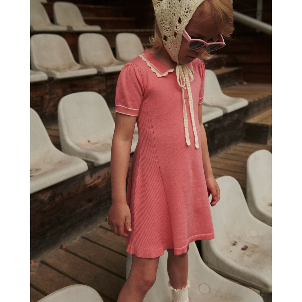 COPENHAGEN COLORS Pink Comb. Strikket Peplum Kjole