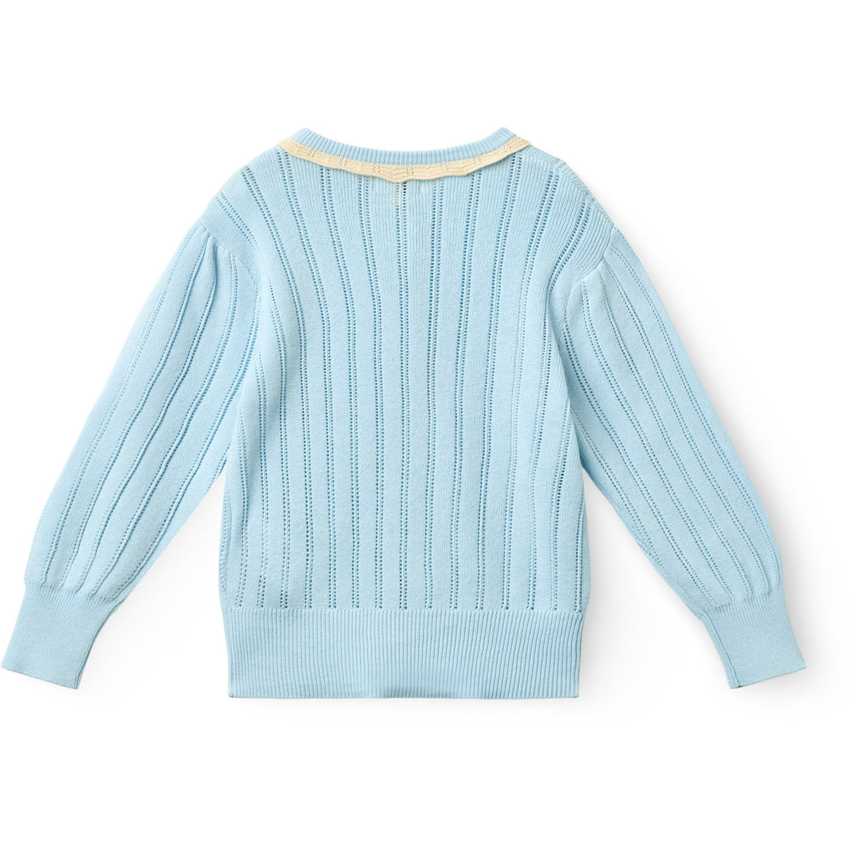 COPENHAGEN COLORS Ice Blue/Cream Comb. Strikket Pointelle Cardigan