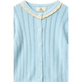 COPENHAGEN COLORS Ice Blue/Cream Comb. Strikket Pointelle Cardigan