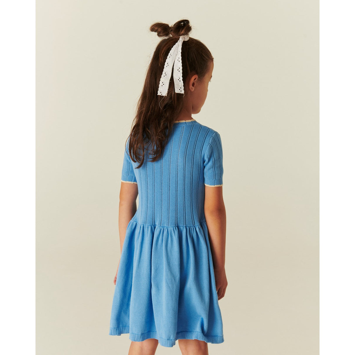COPENHAGEN COLORS Sky Blue Comb Strikket Pointelle Kjole