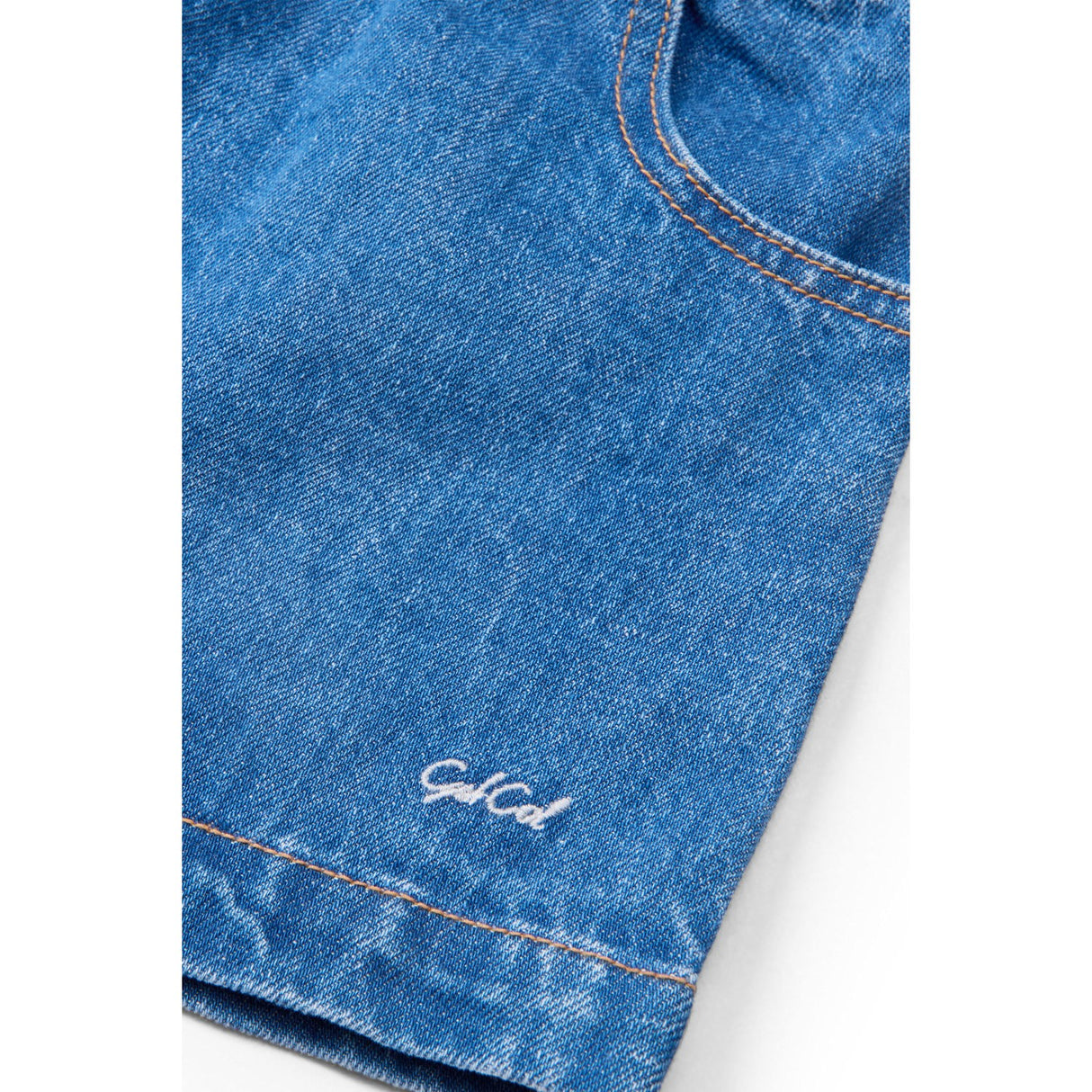 COPENHAGEN COLORS Indigo Blue Washed Organic Pocket Nederdel