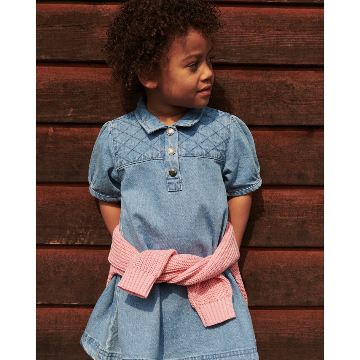 COPENHAGEN COLORS Lt. Washed Blue Quilt Organic Quiltet Denim Kjole