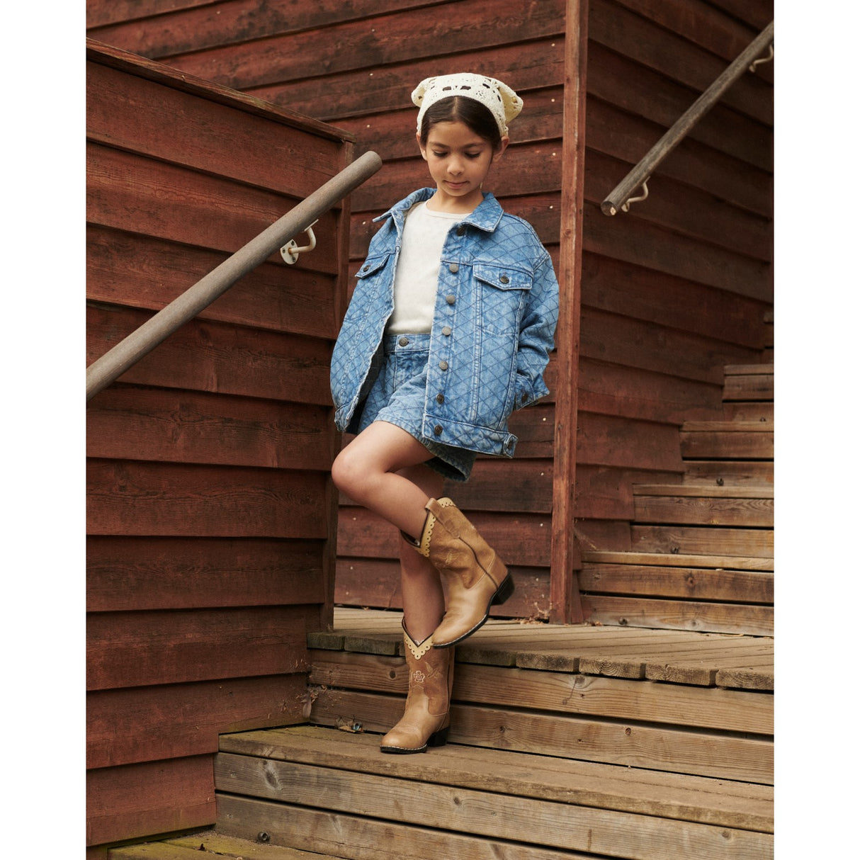 COPENHAGEN COLORS Lt. Washed Blue Quilt Organic Quiltet Denim Jakke