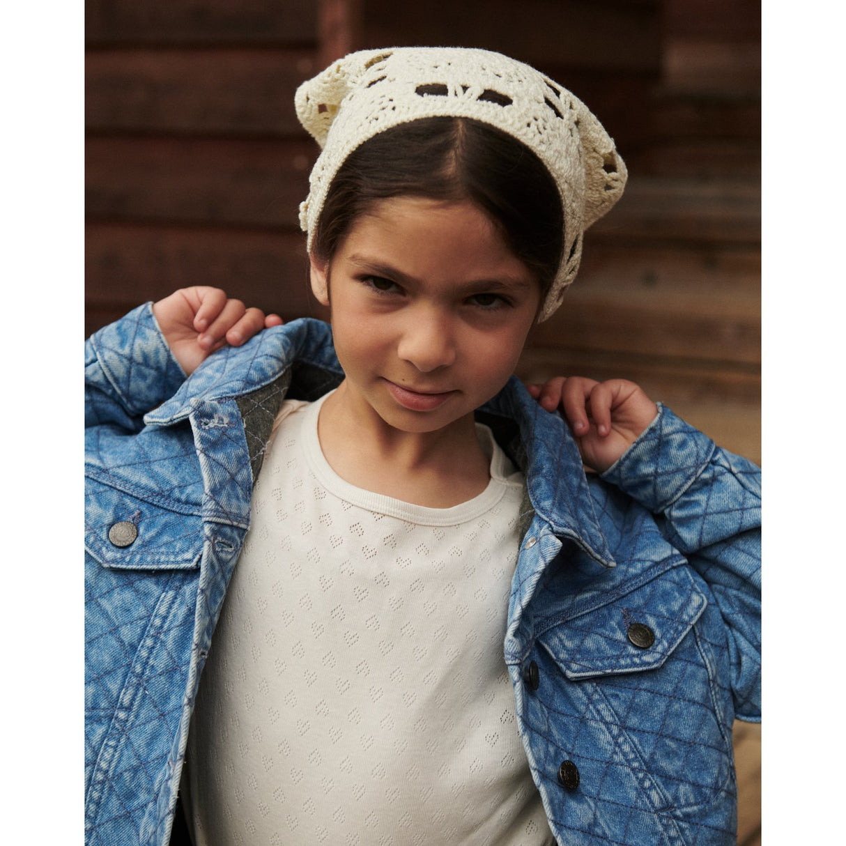 COPENHAGEN COLORS Lt. Washed Blue Quilt Organic Quiltet Denim Jakke