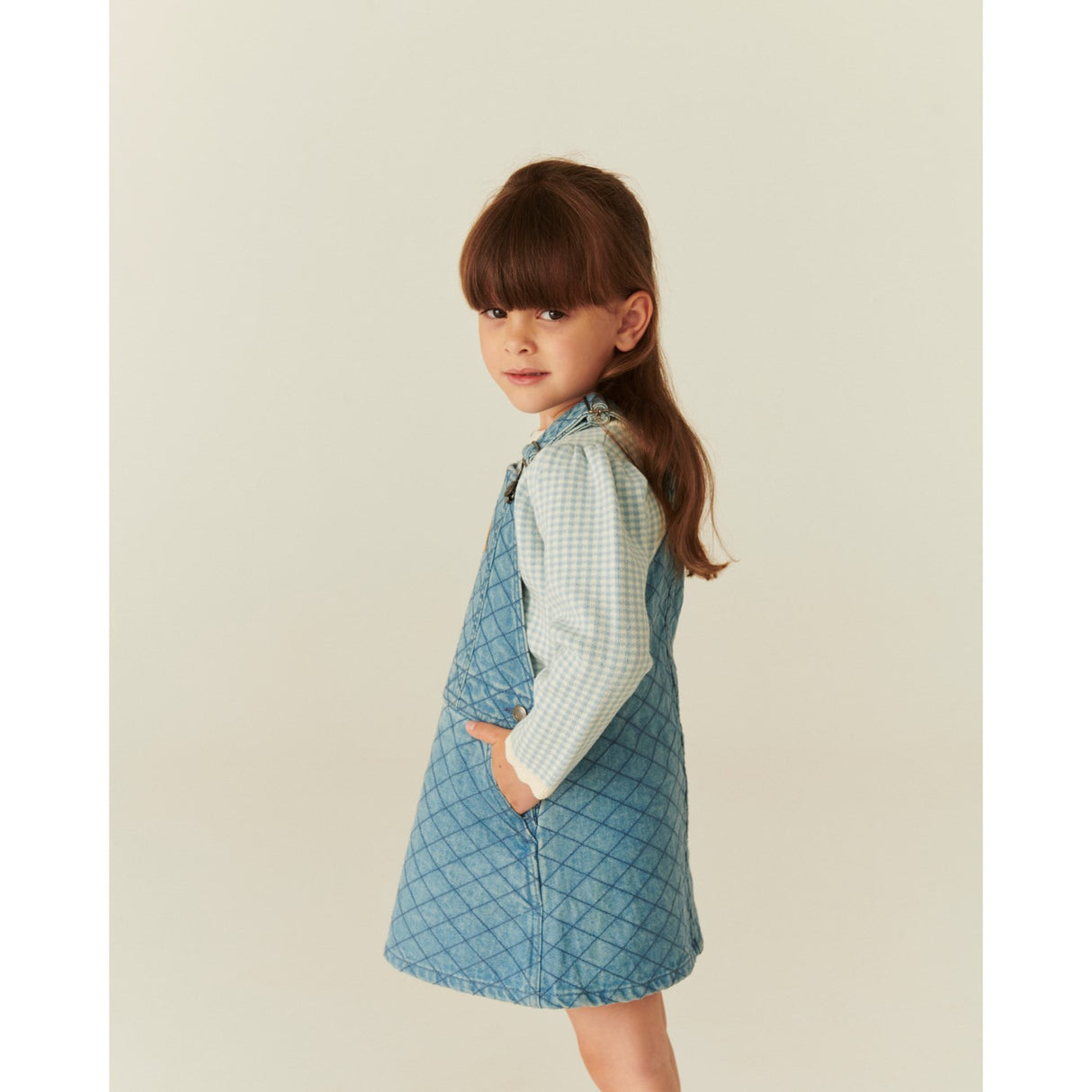 COPENHAGEN COLORS Lt. Washed Blue Quilt Organic Quiltet Denim Spencer Kjole