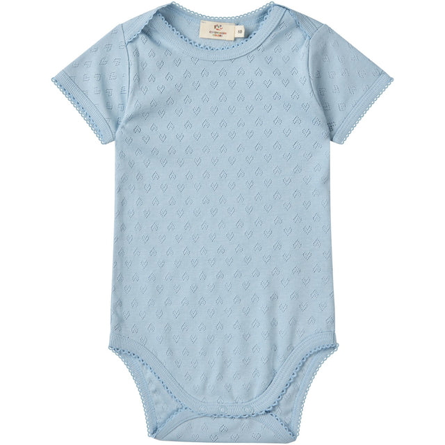COPENHAGEN COLORS Dusty Blue Pointelle Heart Lapneck Body Ss