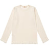 COPENHAGEN COLORS Cream Pointelle Heart Ls Tee