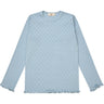 COPENHAGEN COLORS Dusty Blue Pointelle Heart Ls Tee