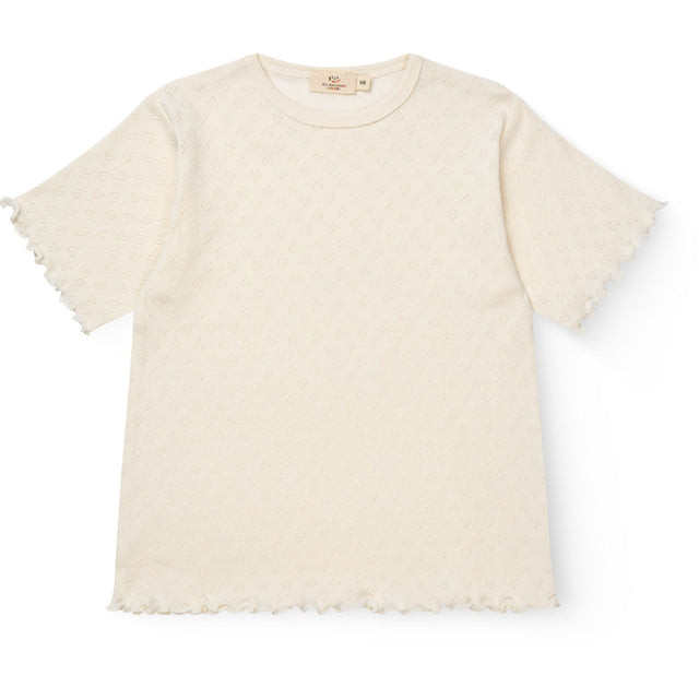 COPENHAGEN COLORS Cream Pointelle Heart T-Shirt