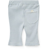 COPENHAGEN COLORS Dusty Blue Stripe Stripe Modal Rib Flare Pant W. Picot & Sløjfe
