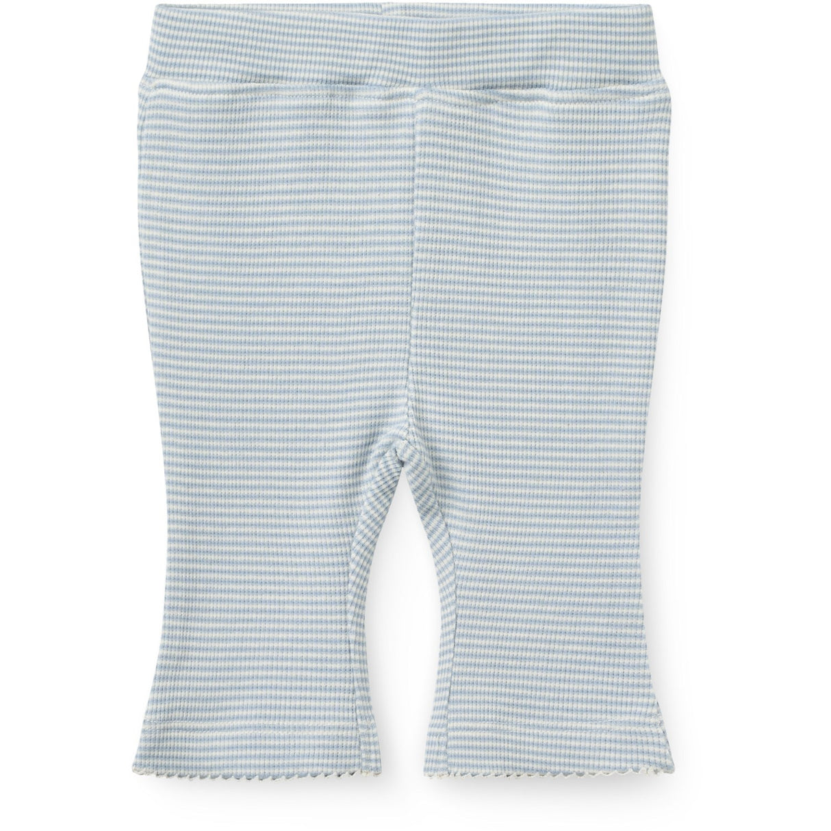 COPENHAGEN COLORS Dusty Blue Stripe Stripe Modal Rib Flare Pant W. Picot & Sløjfe