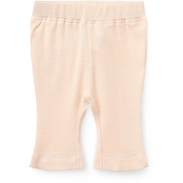 COPENHAGEN COLORS Dusty Rose Stripe Stripe Modal Rib Flare Pant W. Picot & Sløjfe