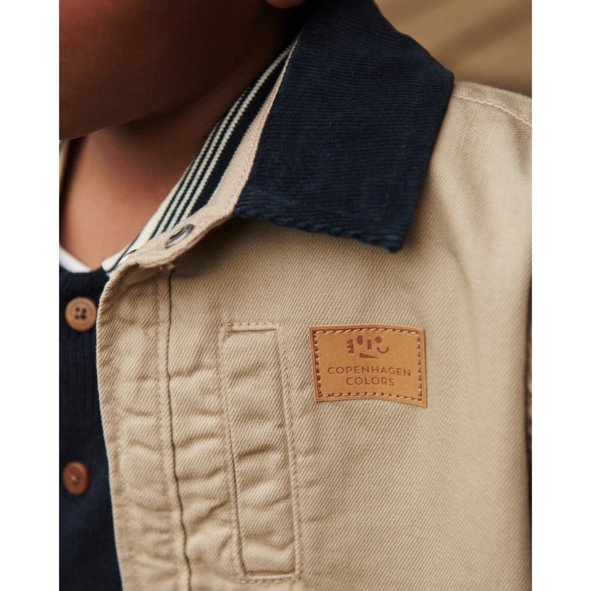 COPENHAGEN COLORS Beige Comb. Twill Jakke W. Corduroy Krave