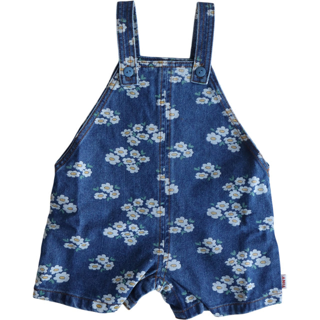 TinyCottons Medium Wash Denim Blossoms Denim Kort Dungaree