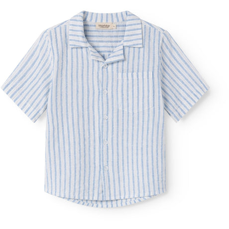 MarMar Cotton Linen Surf Blue Stripe Tage Skjorte
