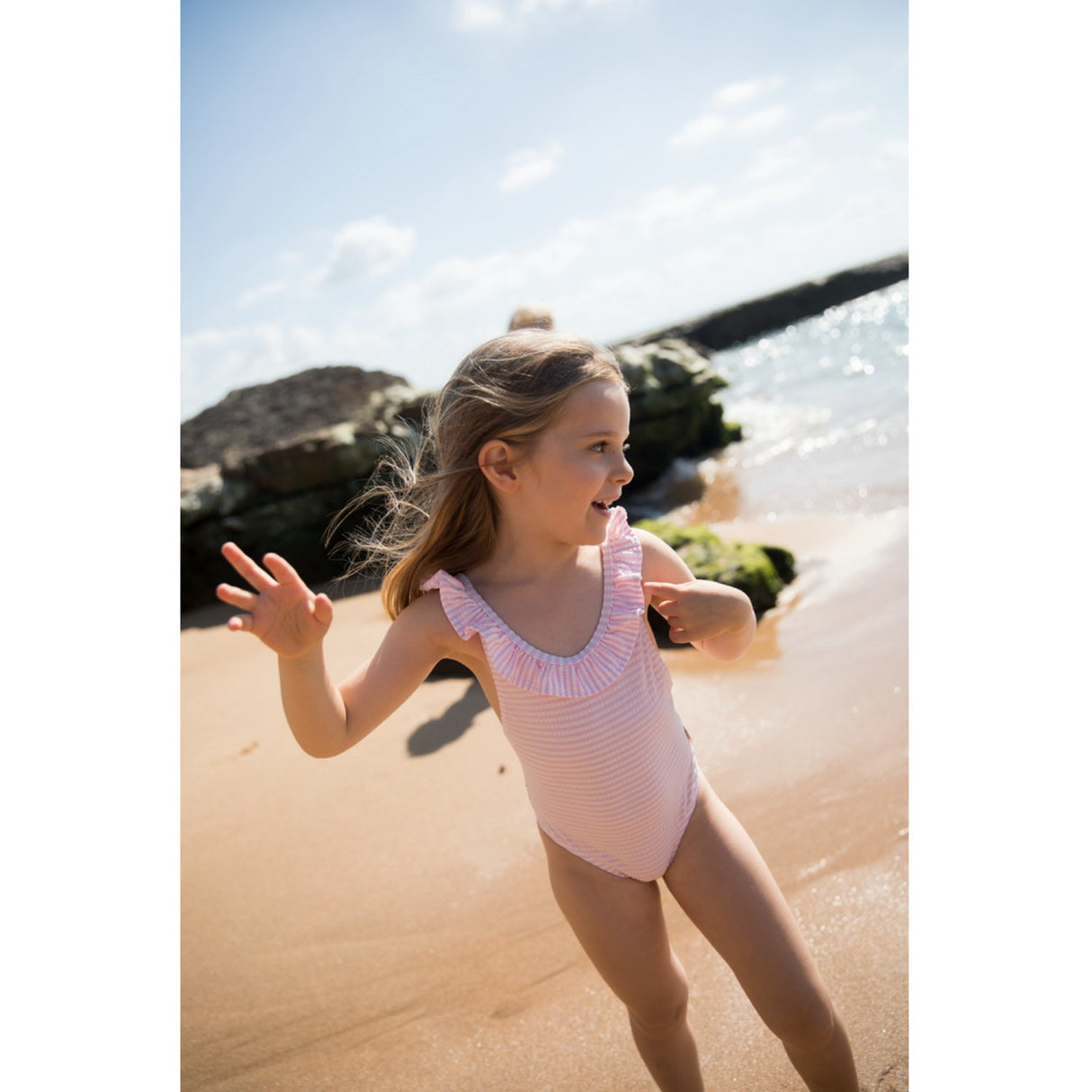 MarMar Seersucker Swim Pink Stripe Swilla Bathing Dragt