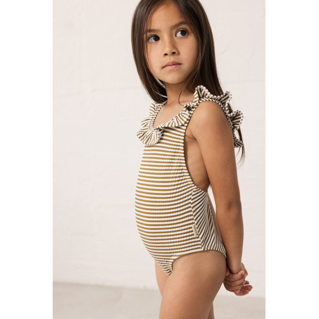 MarMar Seersucker Swim Dark Bronze Stripe Swilla Bathing Dragt