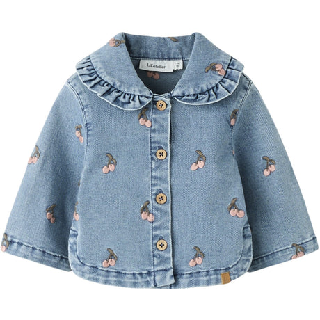 Lil'Atelier Medium Blue Denim Cherry Nbfdeva Loose Dnm Emb Jakke 2024-Es Lil
